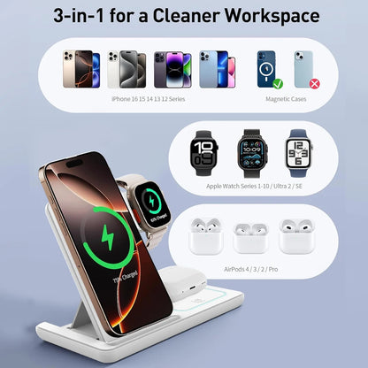 3 in 1 Foldable Wireless Charging Stand with Night Light