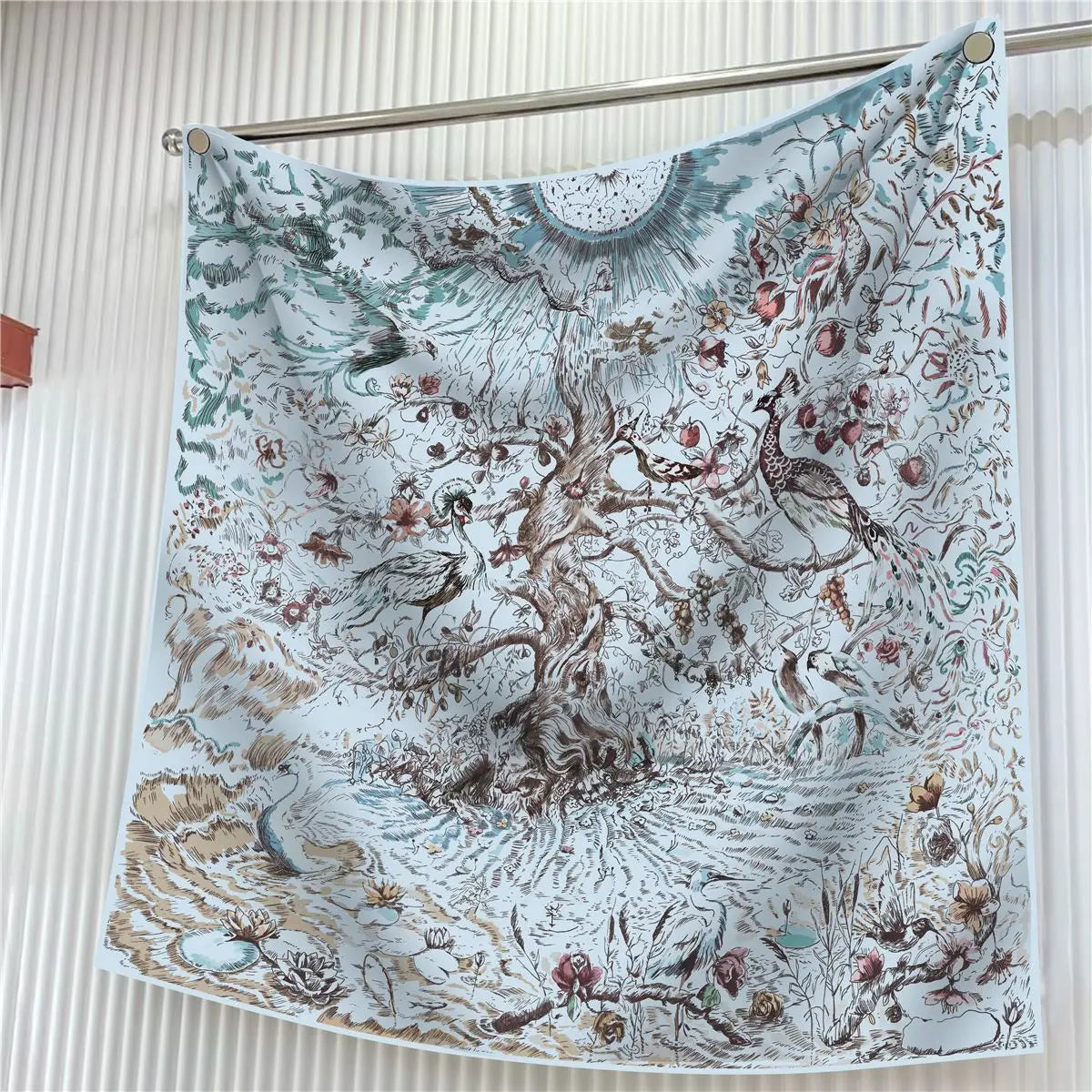 Luxury Silk Square Scarf Women Floral Paisley Print 90cm