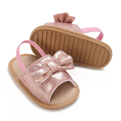 Baby Girl Pink Bow Sandals – Soft Sole Anti-Slip (0-18 Months)