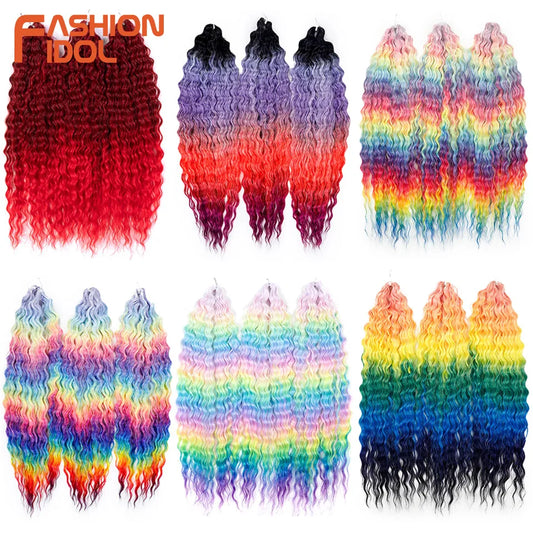 Crochet Braiding Hair Water Wave Synthetic Ombre 22 Inch 300g