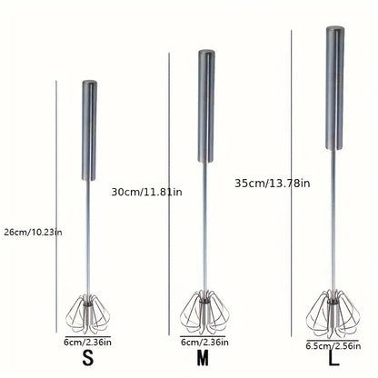 Semi-Automatic Egg Beater – Stainless Steel Hand Whisk