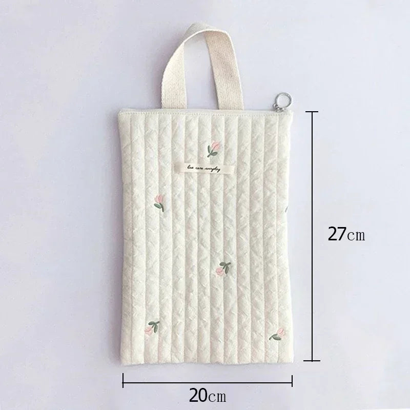 Embroidery Diaper Caddy Pouch – Quilted Cotton Nappy Purse