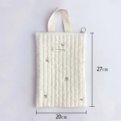 Embroidery Diaper Caddy Pouch – Quilted Cotton Nappy Purse