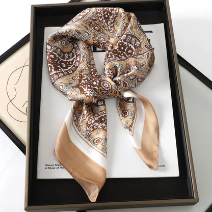 Silk Feel Square Scarf for Women – Satin Hair Wrap & Foulard Shawl