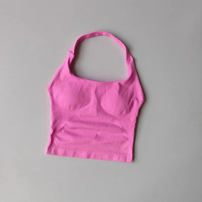 Women's Halter Neck High Support Sports Bra – Backless Yoga Top