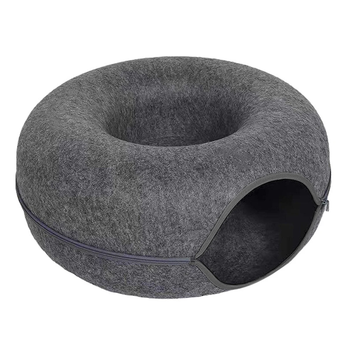 Cat Tunnel Bed – Round Felt Donut House with Scratcher