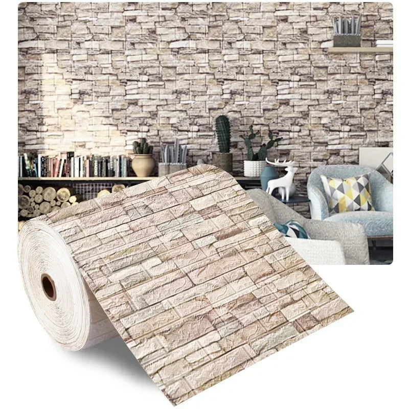 3D Self-Adhesive Foam Brick Wallpaper Roll | 27.6" Wide