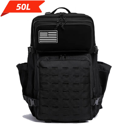 Tactical Backpack 25L/50L MOLLE Military Rucksack with 2 Bottle Holders for Hiking & Outdoor