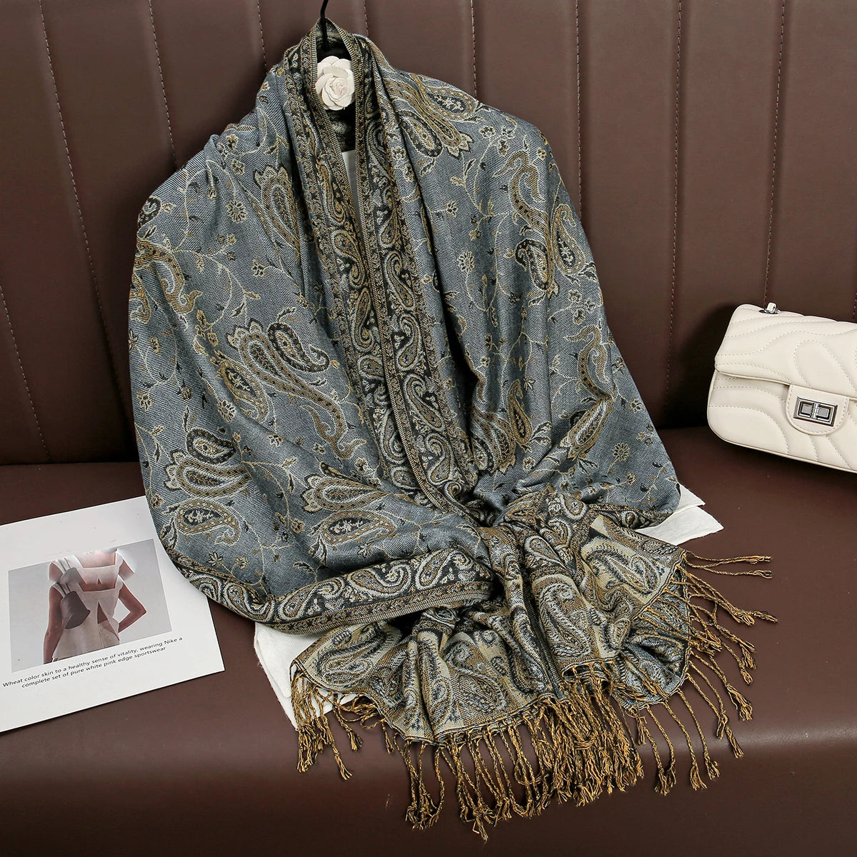 Paisley Print Cashmere Pashmina Shawl for Women – Warm Winter Wrap