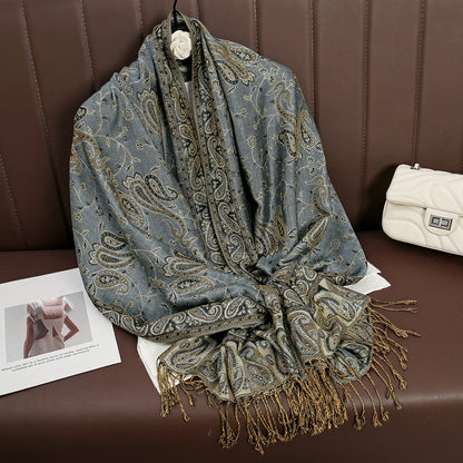 Paisley Print Cashmere Pashmina Shawl for Women – Warm Winter Wrap