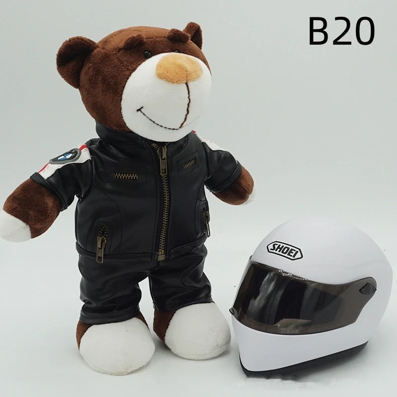 Motorcycle Helmet Teddy Bear Plush Toy – Kawaii Biker Bear Stuffed Animal Gift