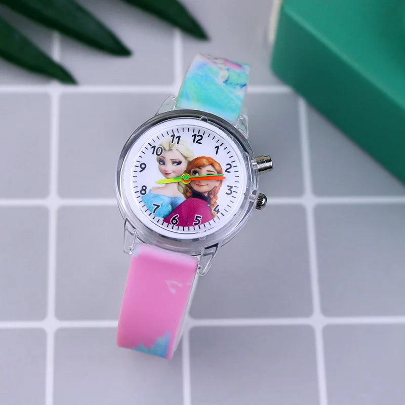 Kids Frozen Elsa & Anna Light-Up Watch Girls Silicone Strap