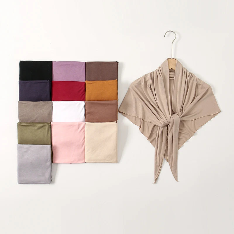 Cotton Triangle Hijab Scarf with Bow Detail – Muslim Women's Wrap
