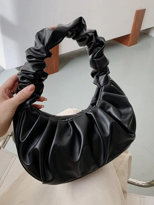 Pleated Cloud Bag Women's PU Leather Armpit Handbag