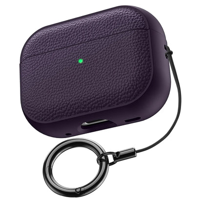 AirPods Case Leather Pattern TPU Cover with Keychain