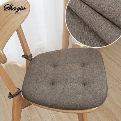 Cotton Linen Chair Cushion – Breathable U-Shape Seat Pad with Ties