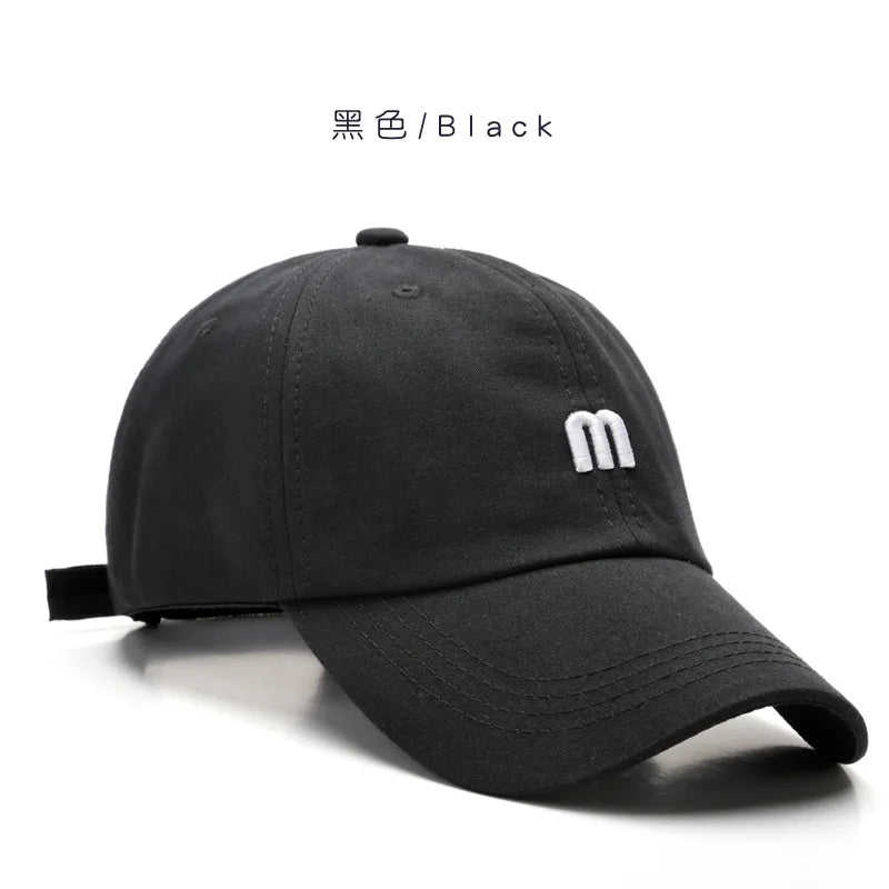 Cotton Baseball Cap with Letter M Embroidery – Unisex Snapback