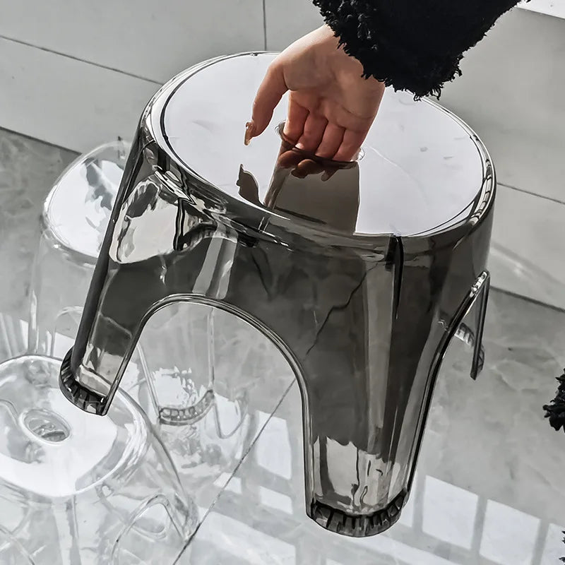 Clear Acrylic Non-Slip Shower Stool – Transparent Low Seat