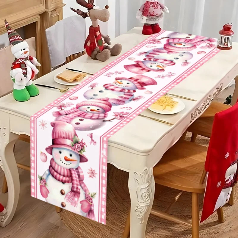 Christmas Table Runner – Festive Gnome & Santa Holiday Tablecloth