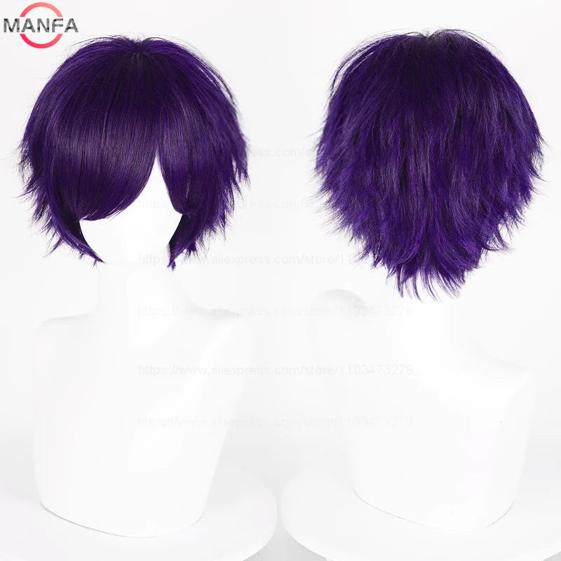 Short Straight Anime Cosplay Wig 30cm Multi-Color Unisex