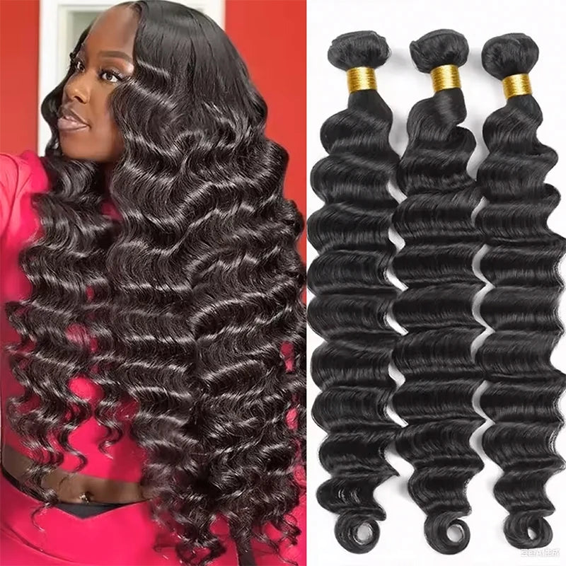 Loose Deep Wave Human Hair Bundles – 12A Brazilian Remy