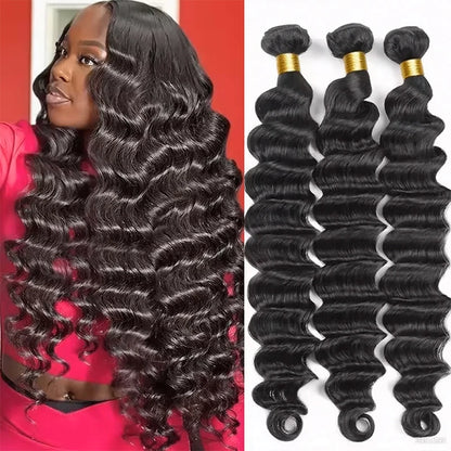 Loose Deep Wave Human Hair Bundles – 12A Brazilian Remy