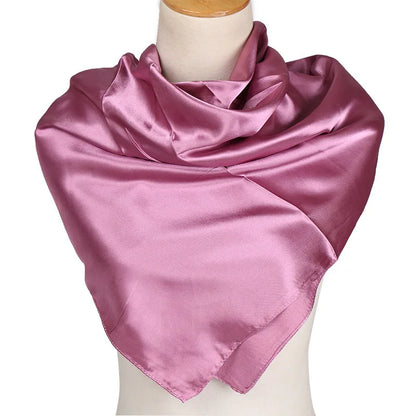 Satin Silk Scarf for Women – Solid Color Shawl & Hijab Wrap