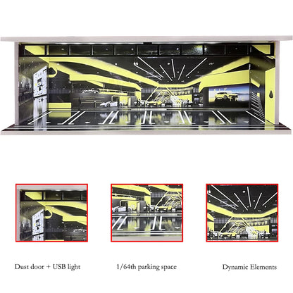 1/64 Scale Garage Diorama Display Case with USB LED Lights