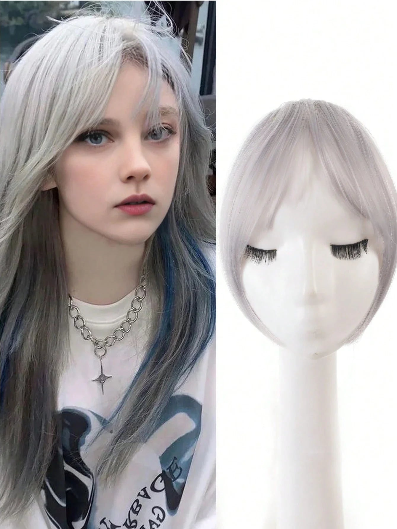 Clip-In Bangs Hair Extension Middle Part Natural Seamless Synthetic