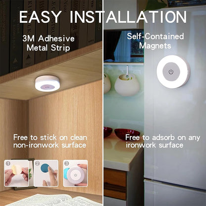 LED Touch Night Light USB Rechargeable 3-Color Dimmable Wall Lamp
