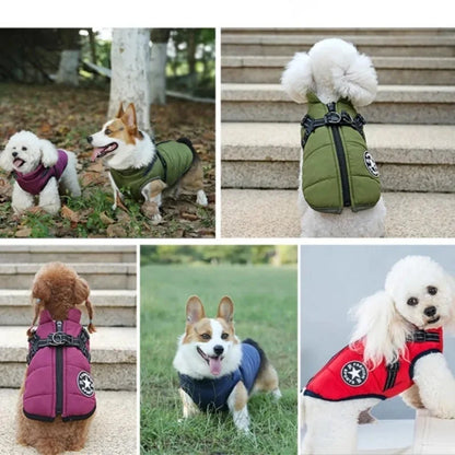 Waterproof Winter Dog Jacket with Built-In Harness