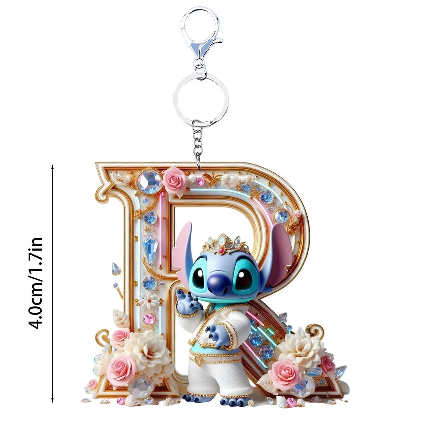 Stitch Letter Keychain – Acrylic Initial Pendant A–Z
