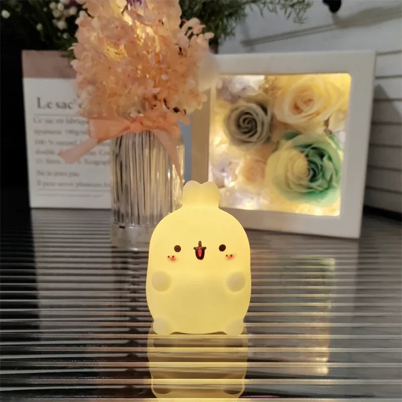 Cute Rabbit Night Light – LED Silicone Bedside Lamp, Cordless