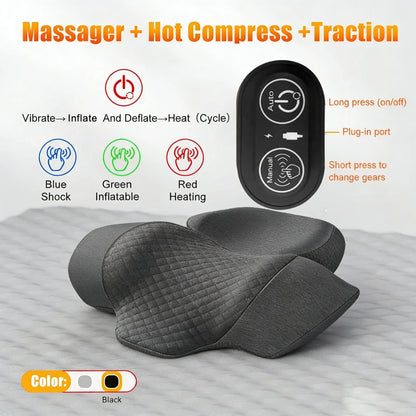 Electric Neck Massager Pillow with Heat & Vibration Traction