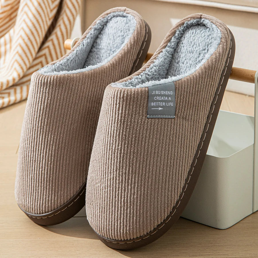 Women's Plush Indoor Slippers – Thick Sole Non-Slip Warm Winter