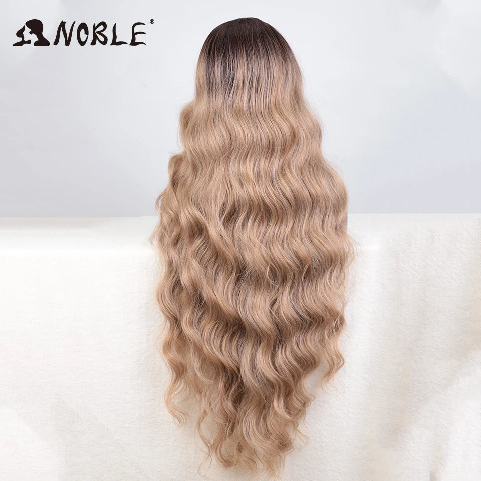 Lace Part Synthetic Wig – 36" Long Wavy Body Wave, 150% Density, Multi-Color