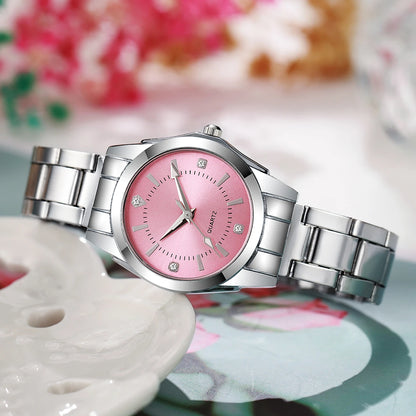 Rhinestone Women's Quartz Watch – Silver Steel Bracelet, No Box