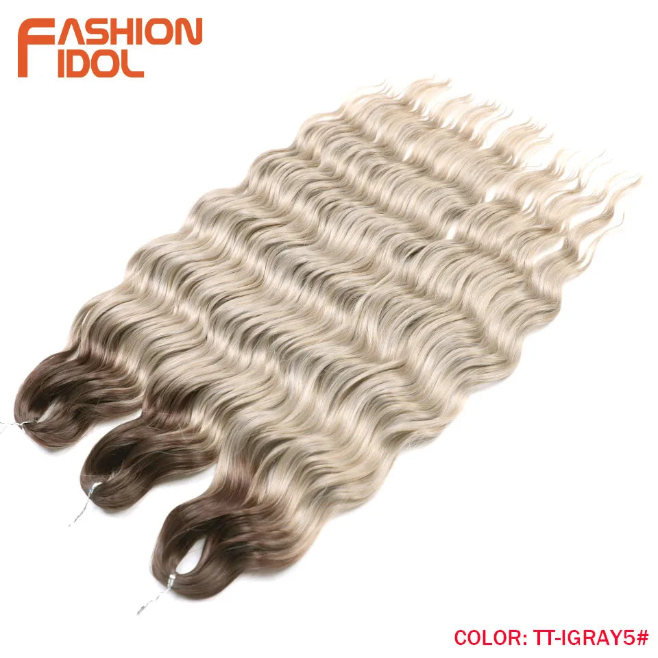 Deep Wave Braiding Hair Extensions 24 Inch – Synthetic Water Wave Crochet Hair