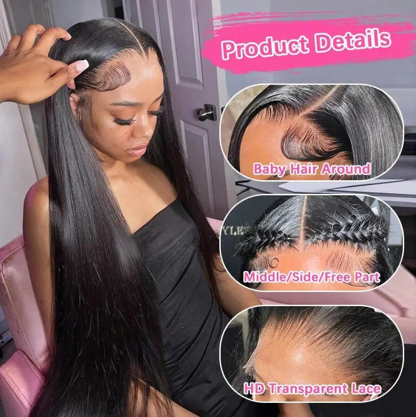 Bone Straight Human Hair Wig HD Lace 250% Density 13x4 13x6 5x5 Glueless