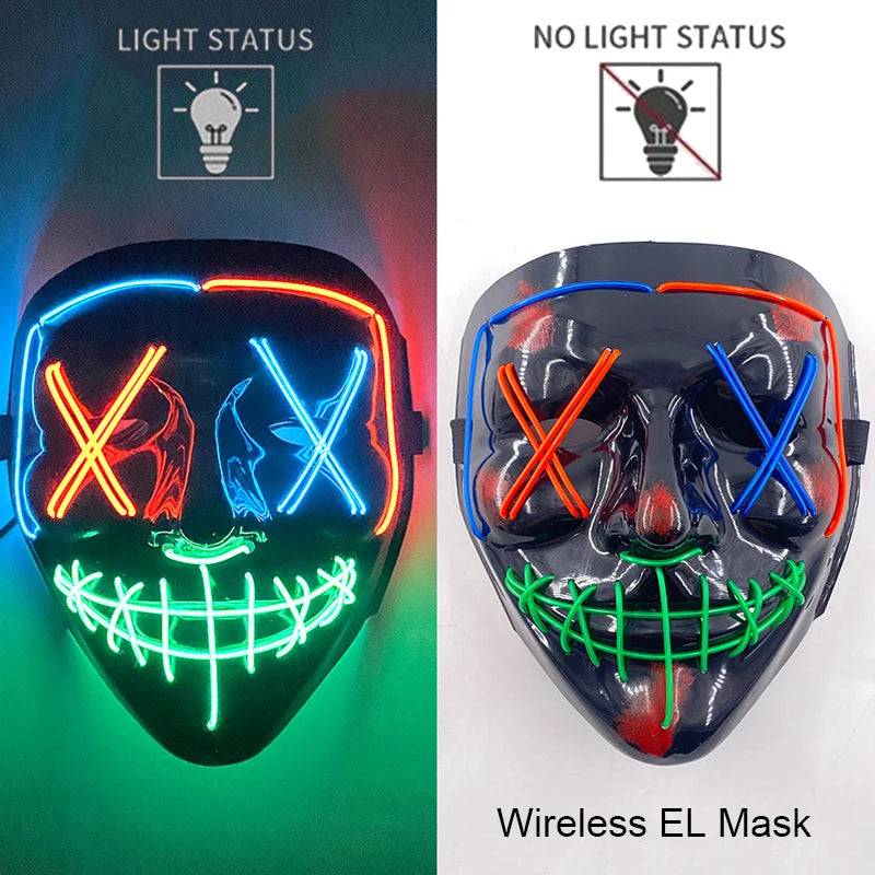 LED Purge Mask – Neon Glow Halloween Cosplay Mask