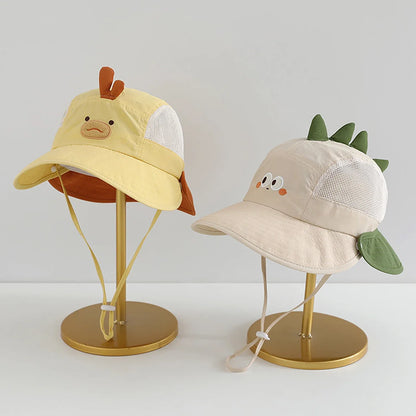 Kids Cartoon Animal Ear Sun Hat with Breathable Mesh