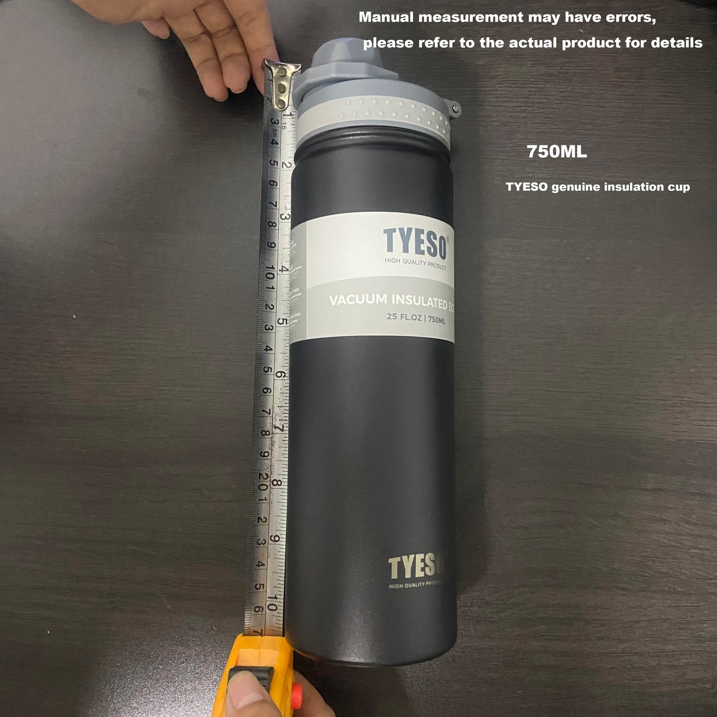 TYESO Vacuum Insulated Bottle 750ml Stainless Steel Travel Thermos