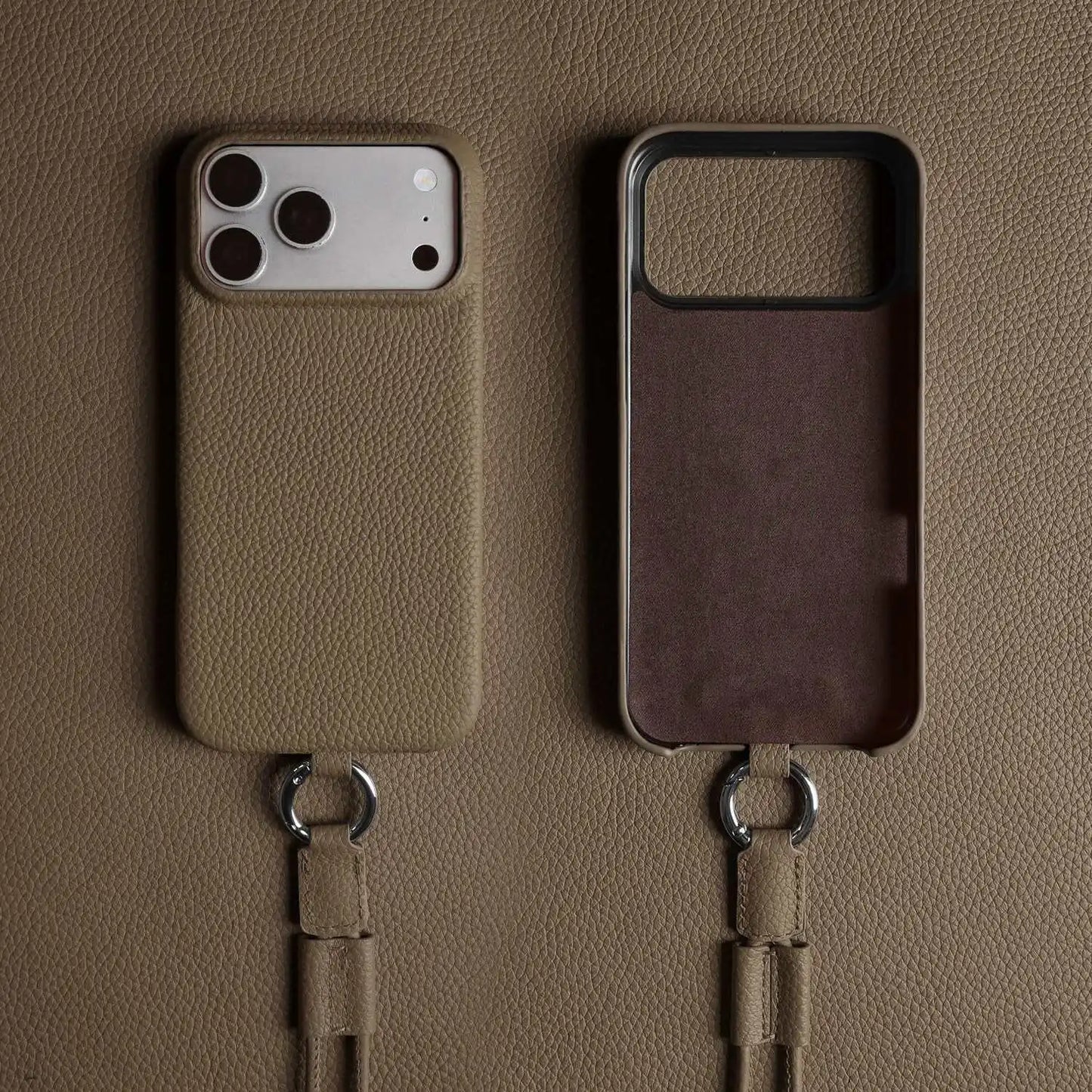 With Lanyard Genuine Leather iPhone Case