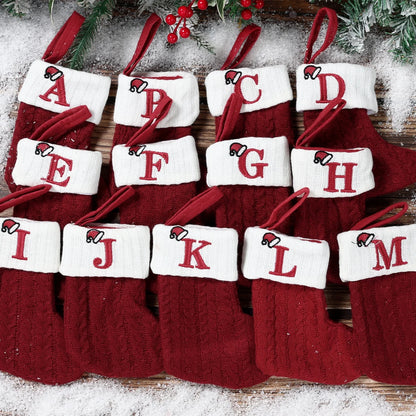 Christmas Alphabet Knit Stocking Ornament – 26 Letters
