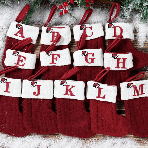 Christmas Alphabet Knit Stocking Ornament – 26 Letters