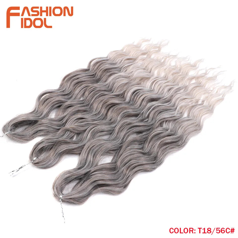 Deep Wave Braiding Hair Extensions 24 Inch – Synthetic Water Wave Crochet Hair