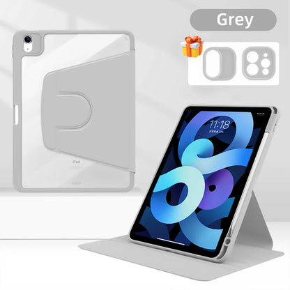 iPad Case 360 Rotatable Transparent Cover – Pro, Air, Mini, 7th–10th Gen