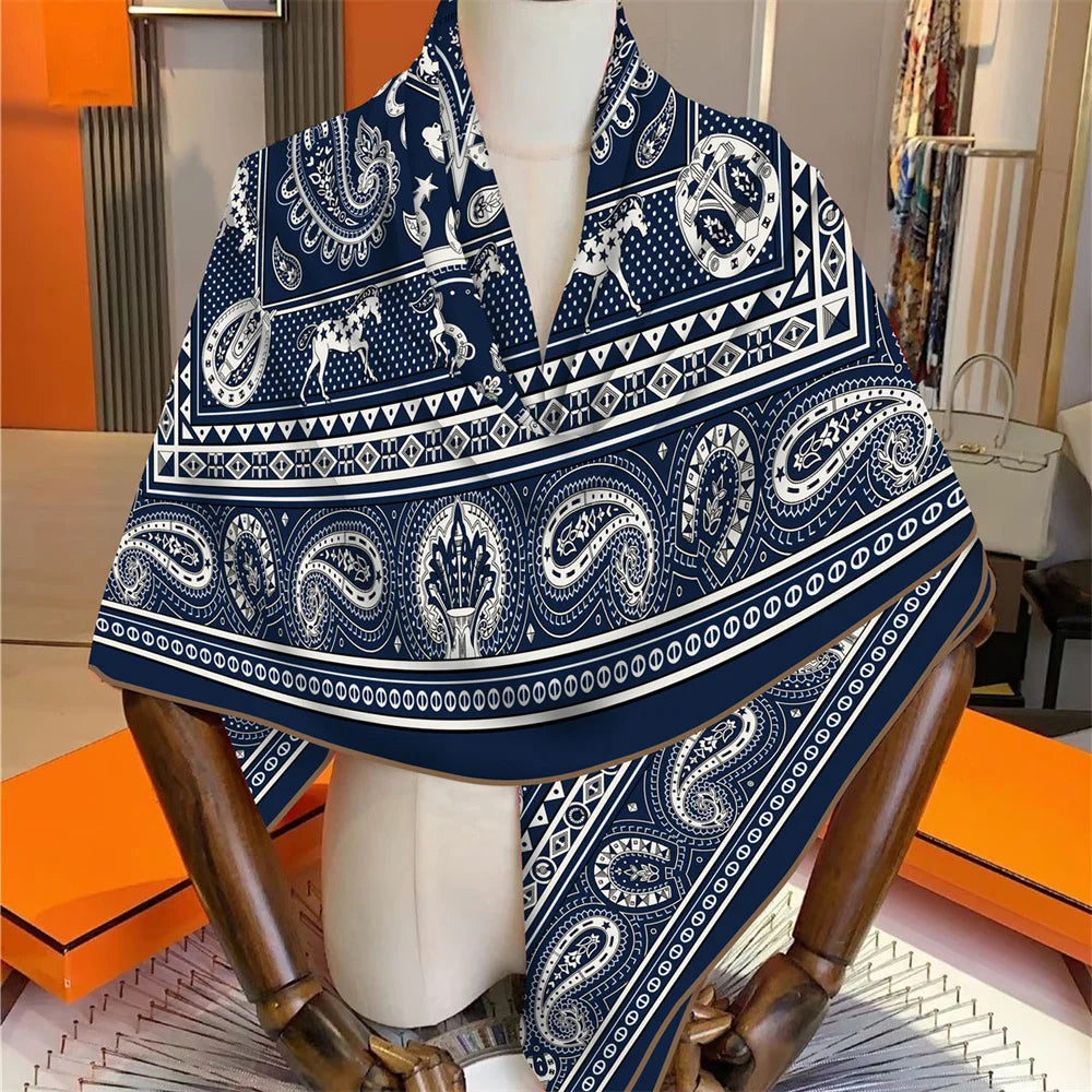 Luxury Silk Cashmere Square Scarf for Women – Designer Pashmina Shawl