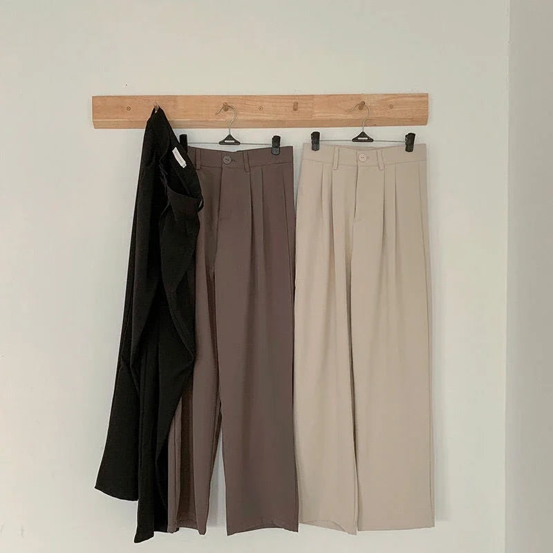 High Waist Straight Pants for Women – Loose Fit Office Trousers