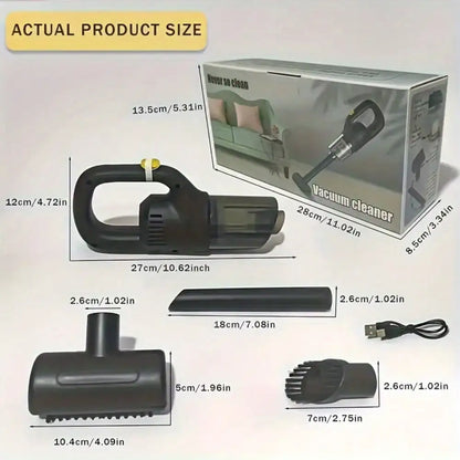 Portable Wireless Handheld Vacuum Cleaner – Car & Home Use with 3 Brush Heads